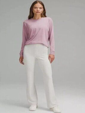 Lululemon Woman Sz 6 All Yours Long Sleeve Pink Pima Cotton Top T-shirt